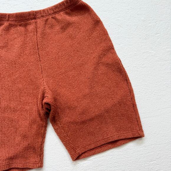Y2K A Ellen Burnt Orange Rib Knit Biker Shorts, Size Small - Picture 3 of 6